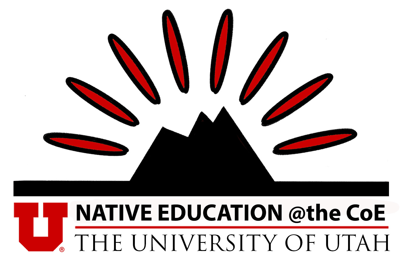 Logo of mountain topped with sun rays